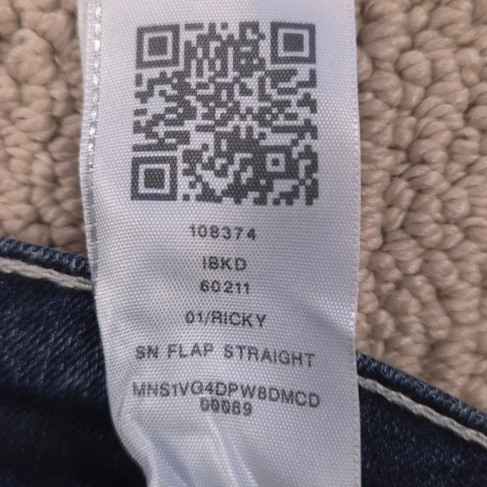 NWT True Religion Ricky Relaxed Straight Jeans Dark Humid Wash Mens 34x34 108374